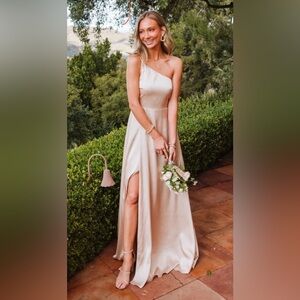 Show me your mumu Shannon One Shoulder Dress, dusty blush crisp, size Medium